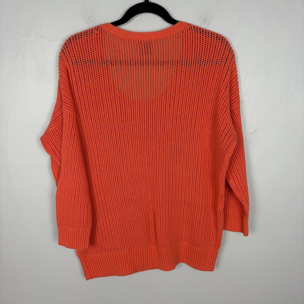 Calvin Klein Jeans Sweater Orange Open Knit Scoop Neck Spring Transitional XL - Picture 5 of 5